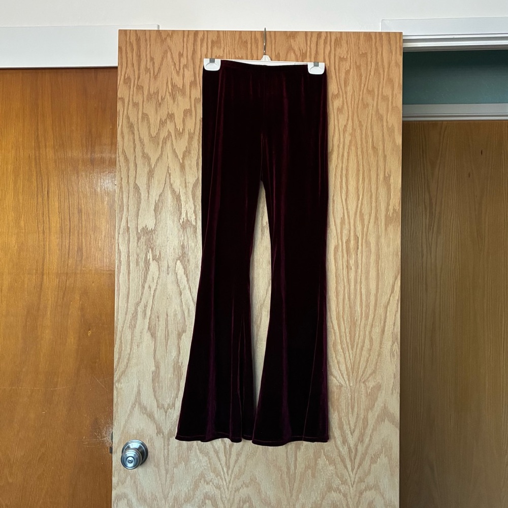 Maitai Women's Velvet Flared Pants - Burgundy